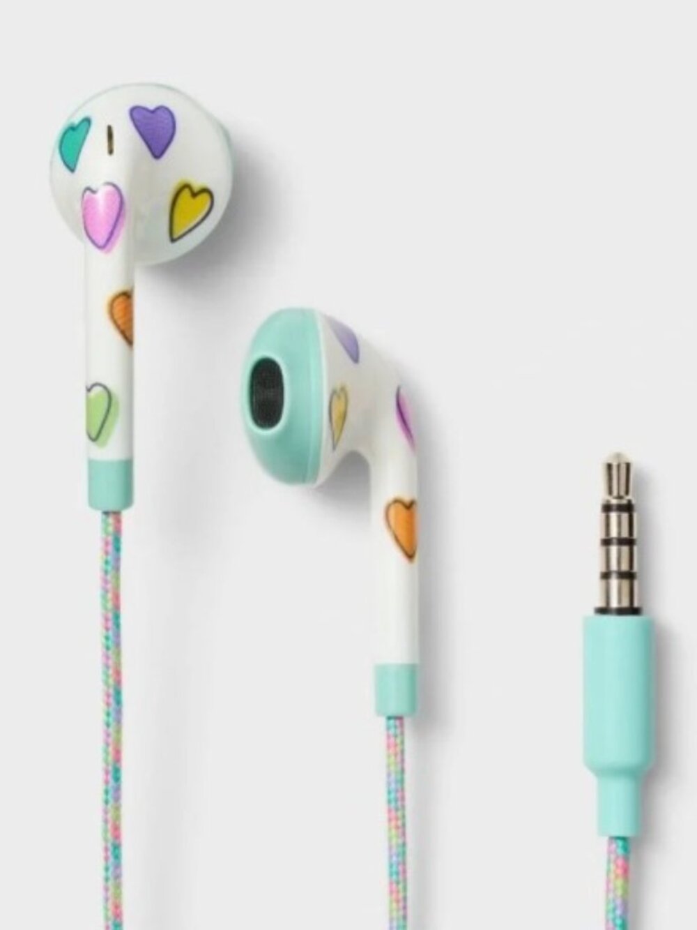 Disco Hearts Wave Wired Headphones White/Teal - Roller Rabbit x Target NWT
